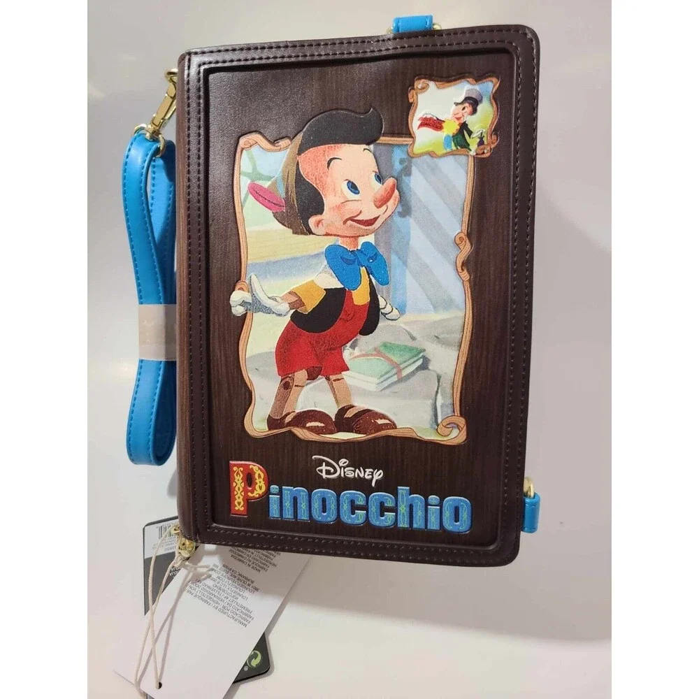 Official Pinocchio 1940 Classic Book Faux Leather Crossbody Bag NEW Loungefly